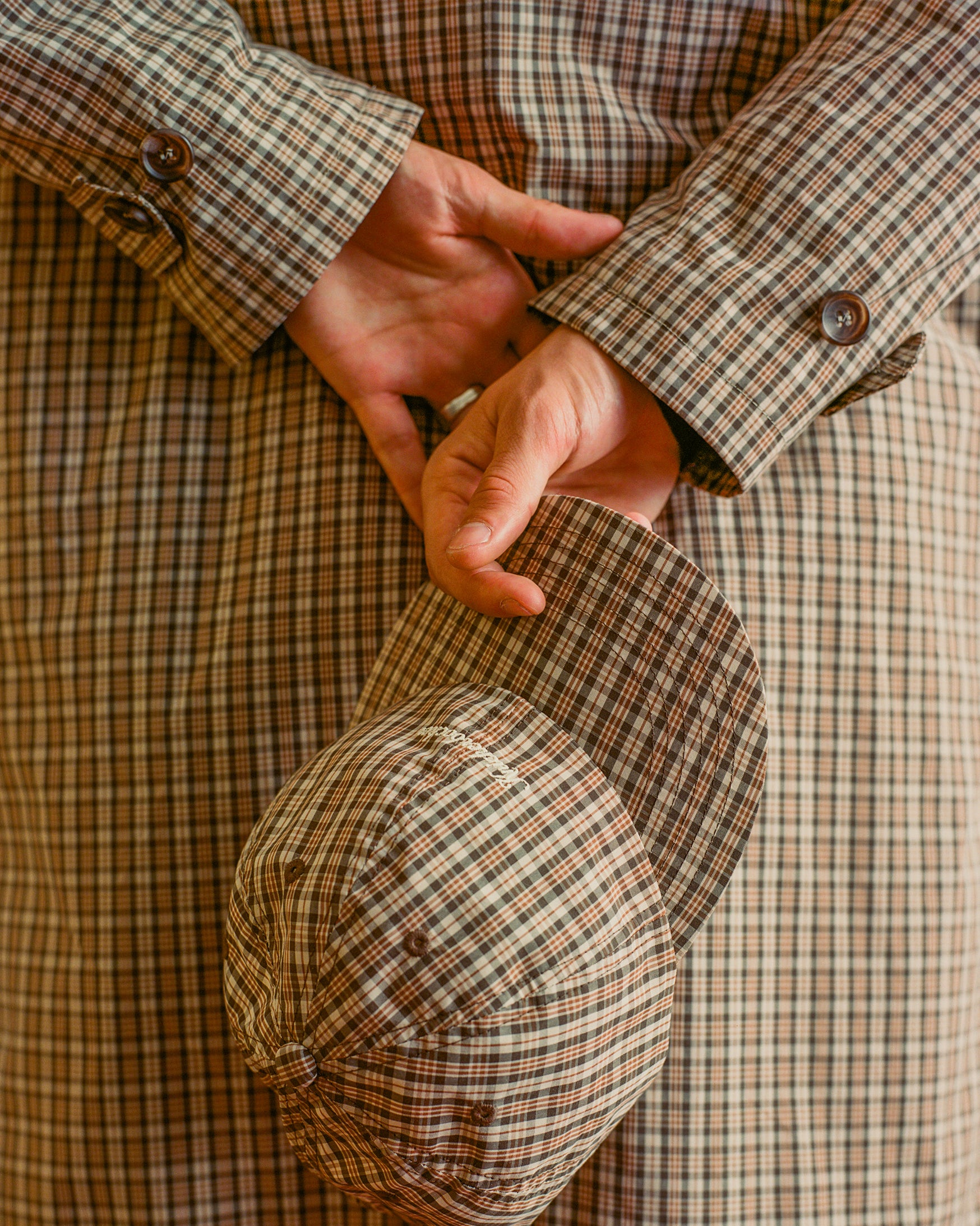 Service Cotton & Nylon Cap in Tan Plaid