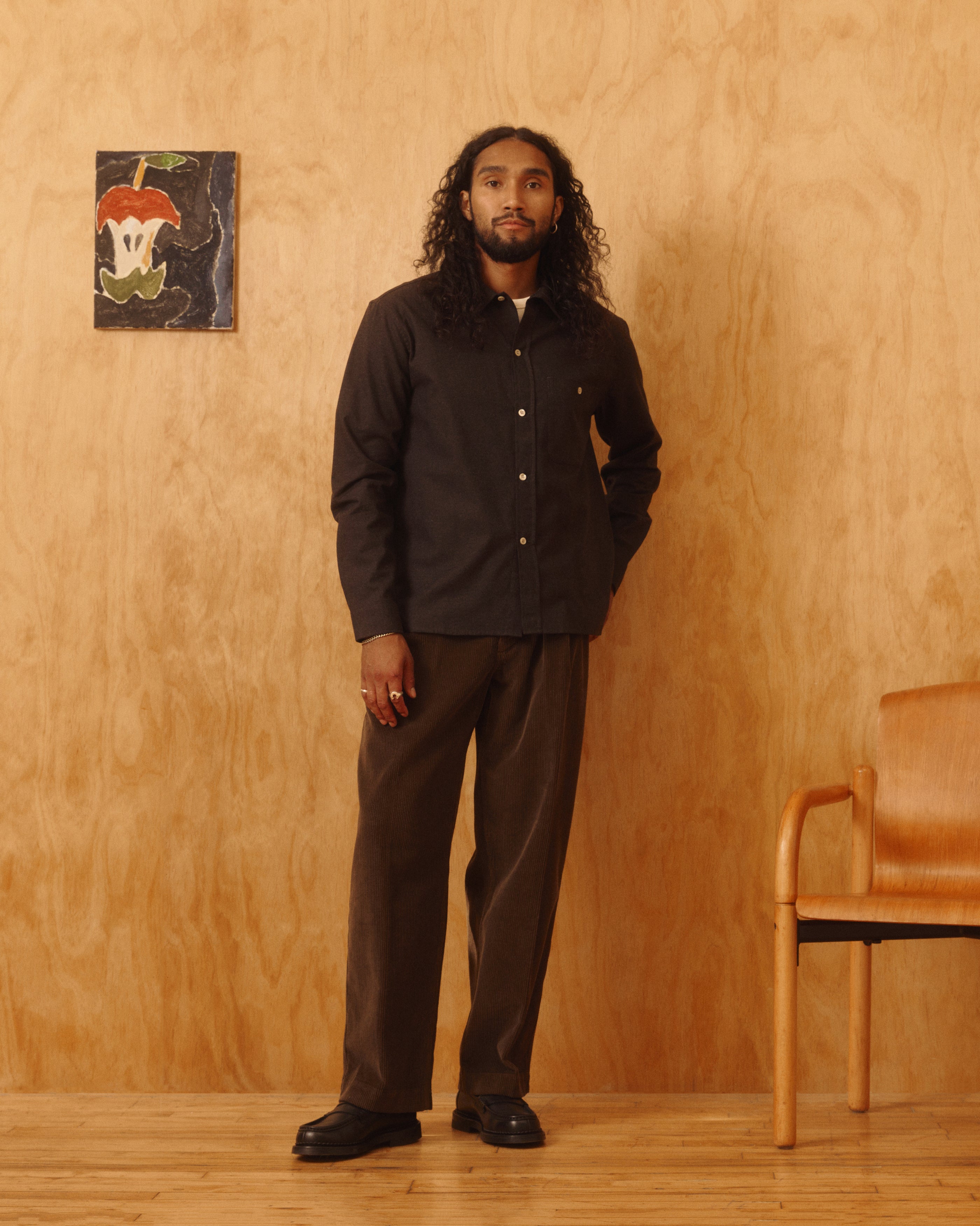 Canal Pleated Corduroy Cotton Pant in Coffee