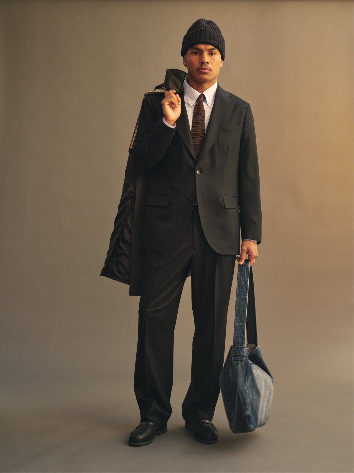 Miles S.B. Wool Flannel Suit Jacket in Black