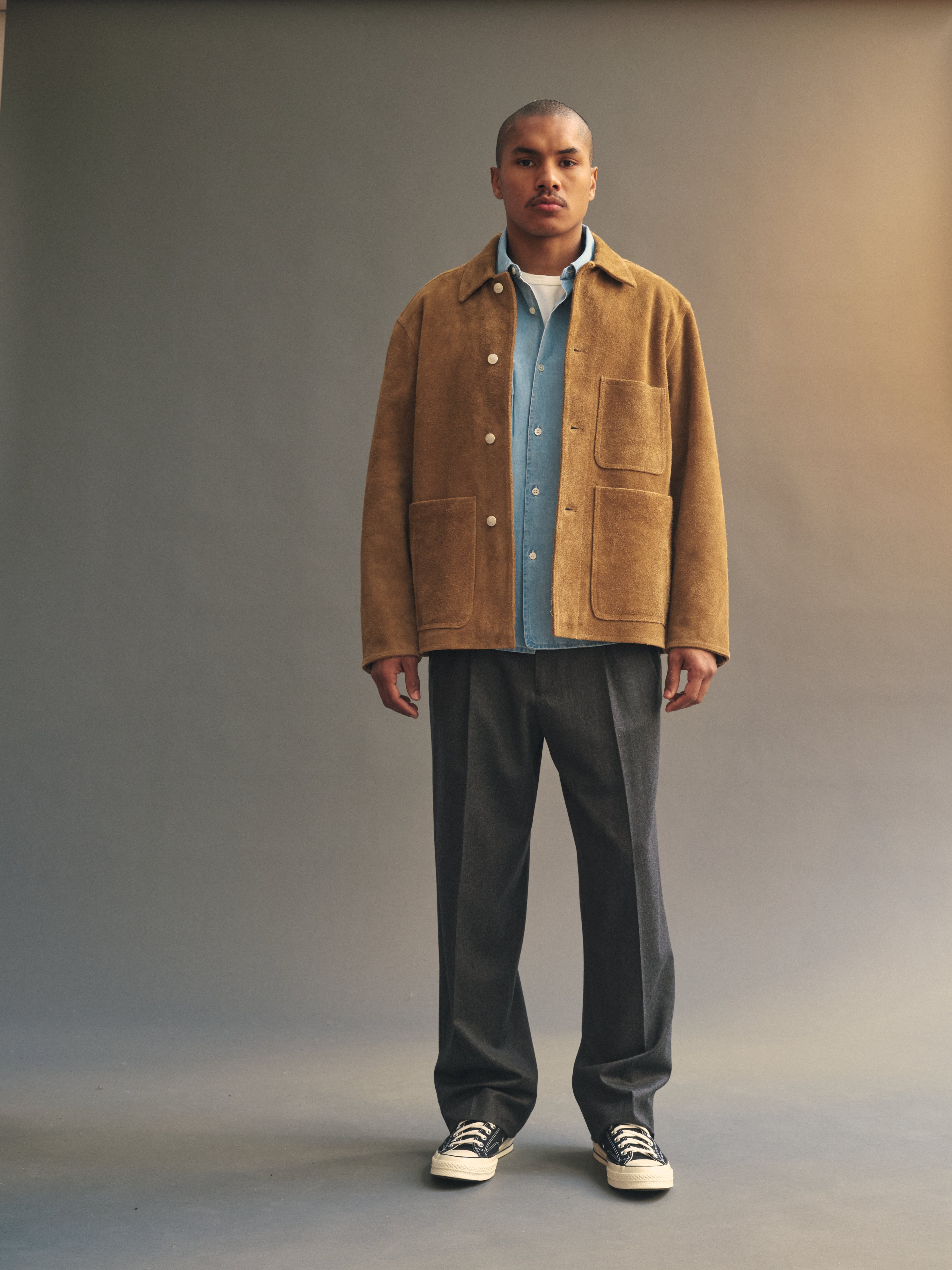 Shag-Pile Suede Coat in Earth