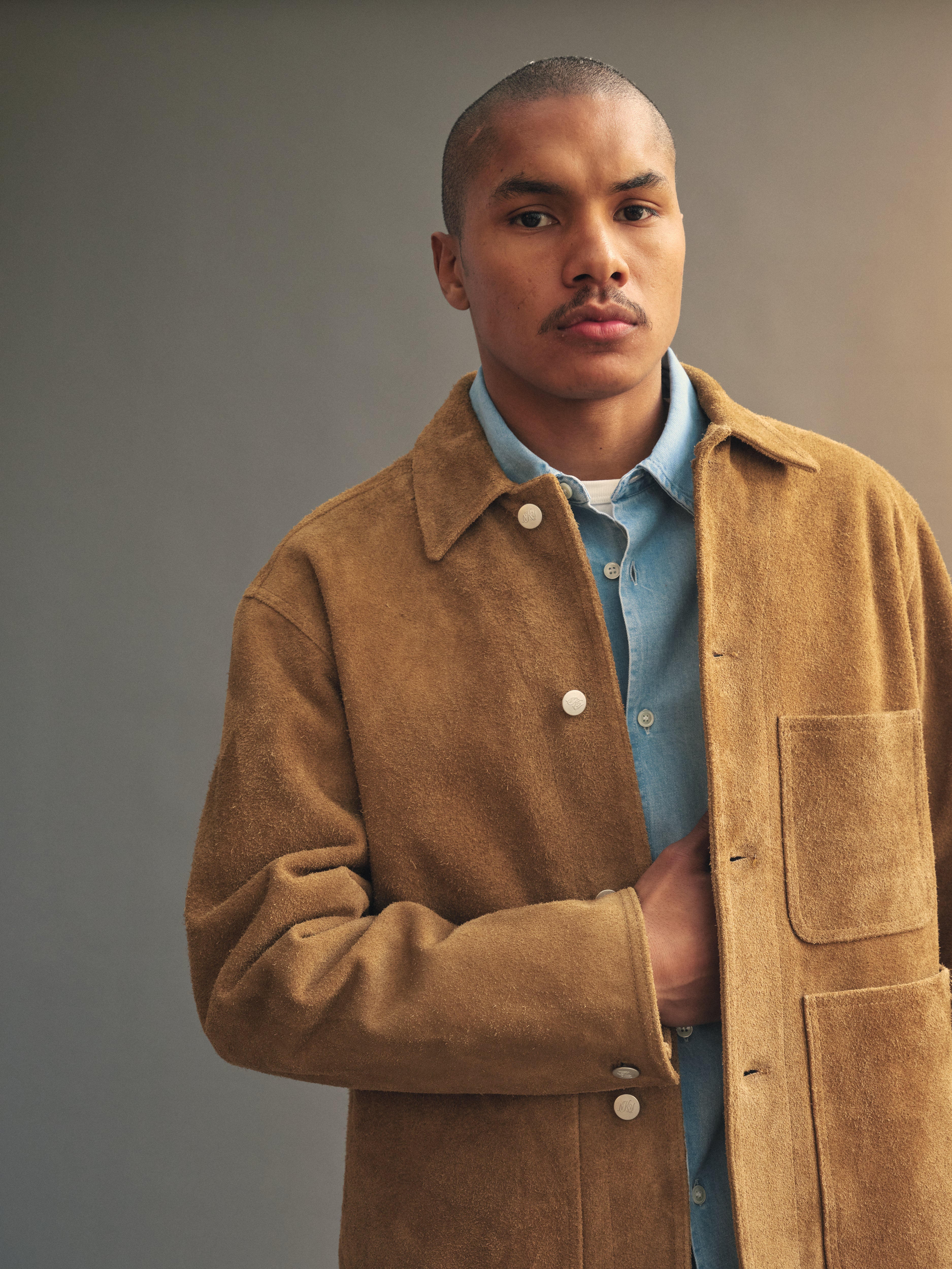 Shag-Pile Suede Coat in Earth