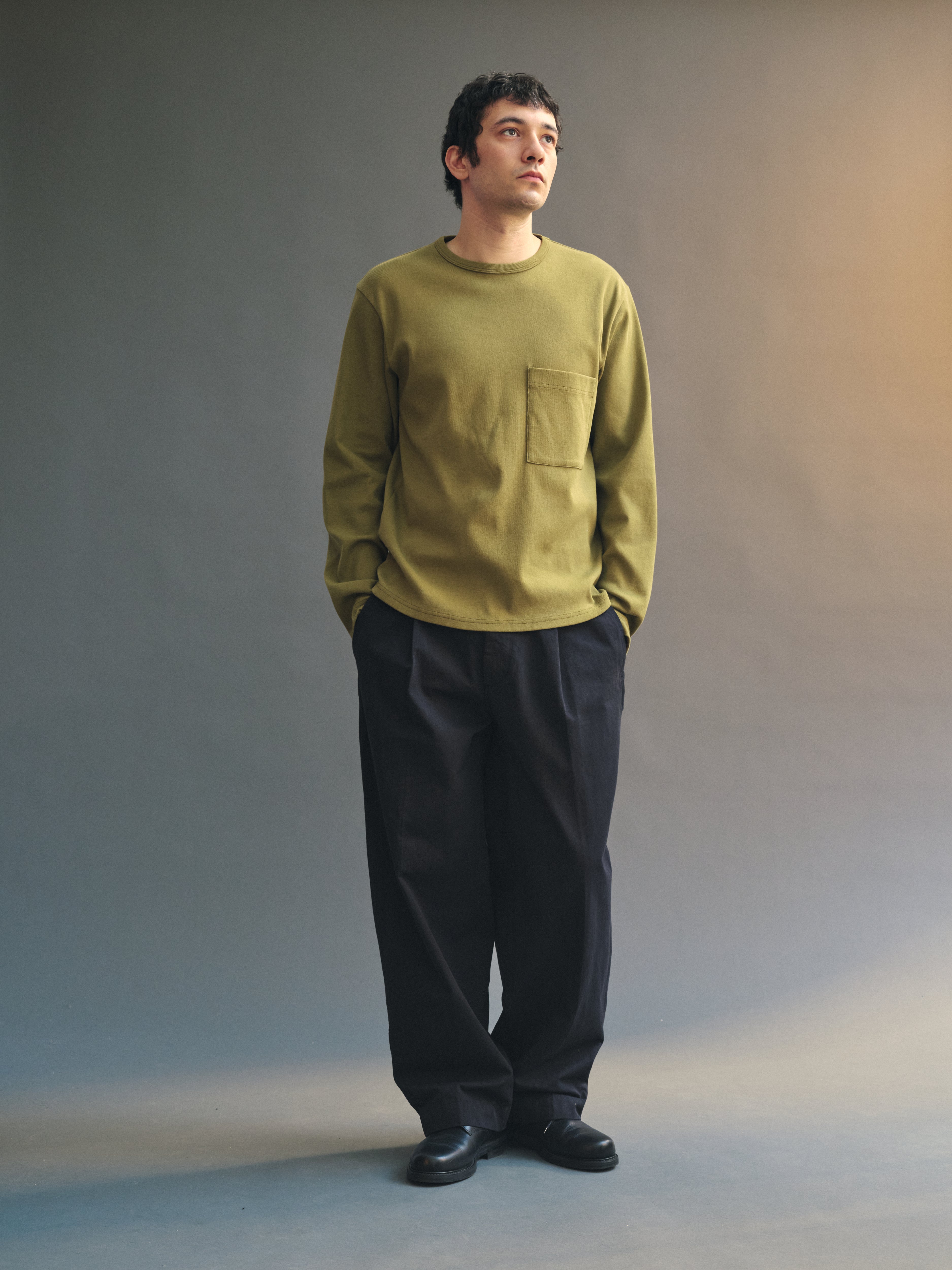 Draft Double Knit Jersey LS T-Shirt in Martini Olive