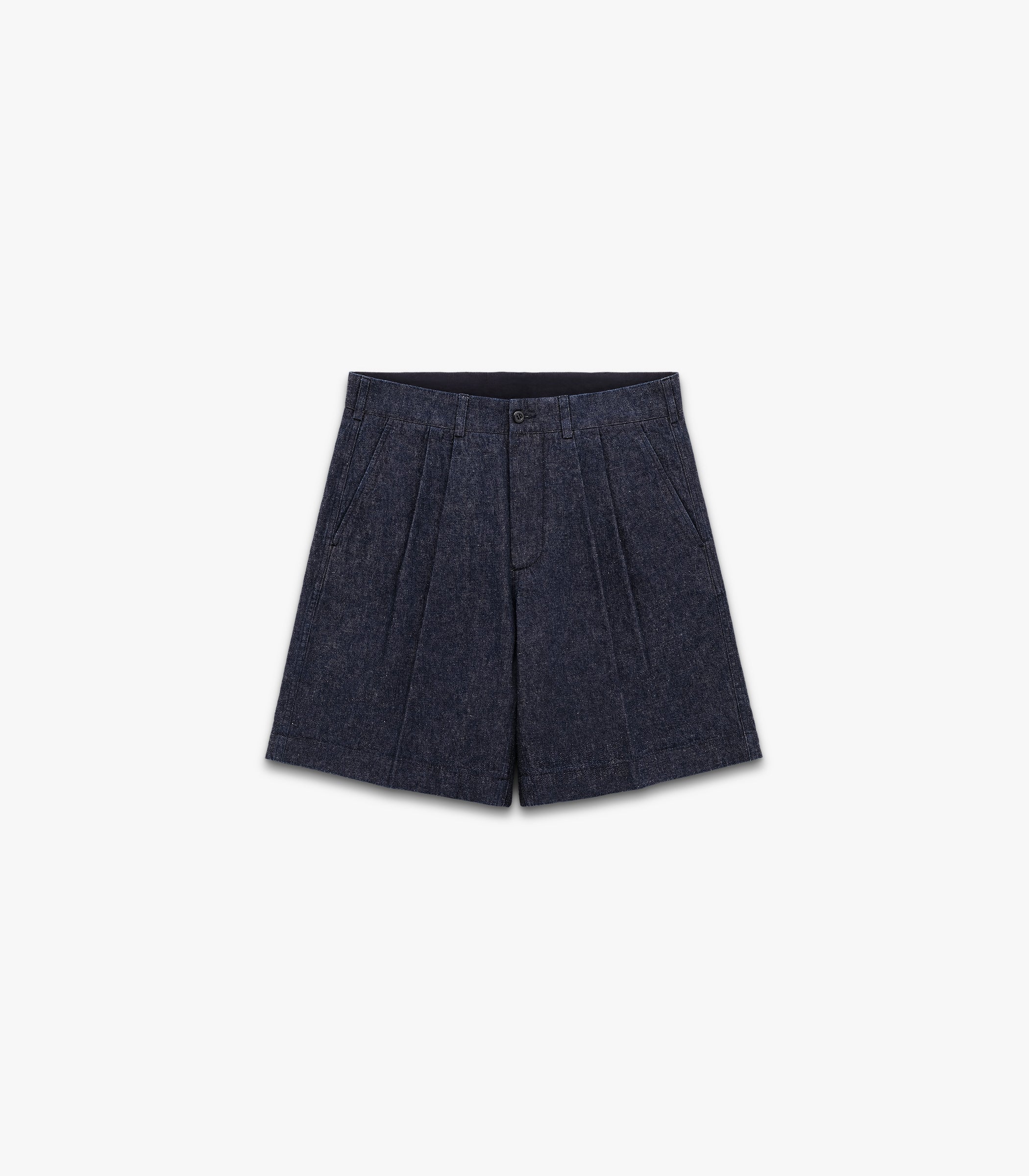 Canal Pleated Denim Cotton & Linen Short