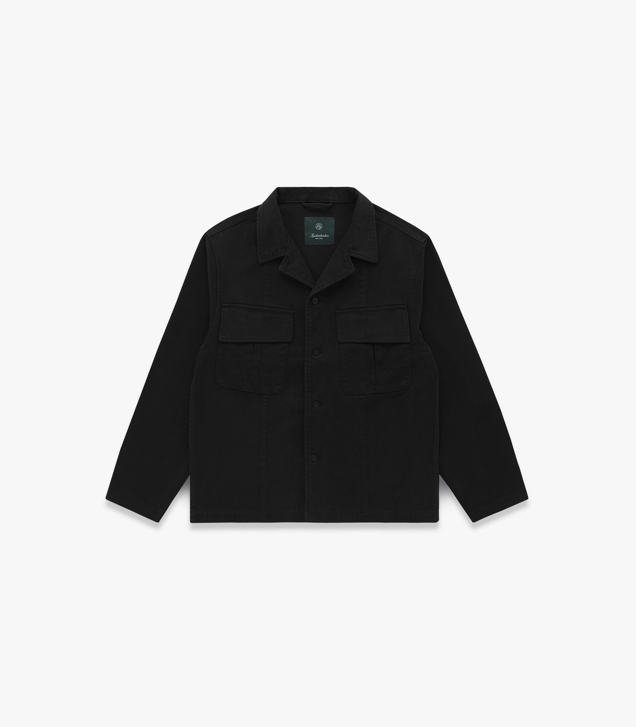 Jungle Brushed Twill Cotton Overshirt in Black