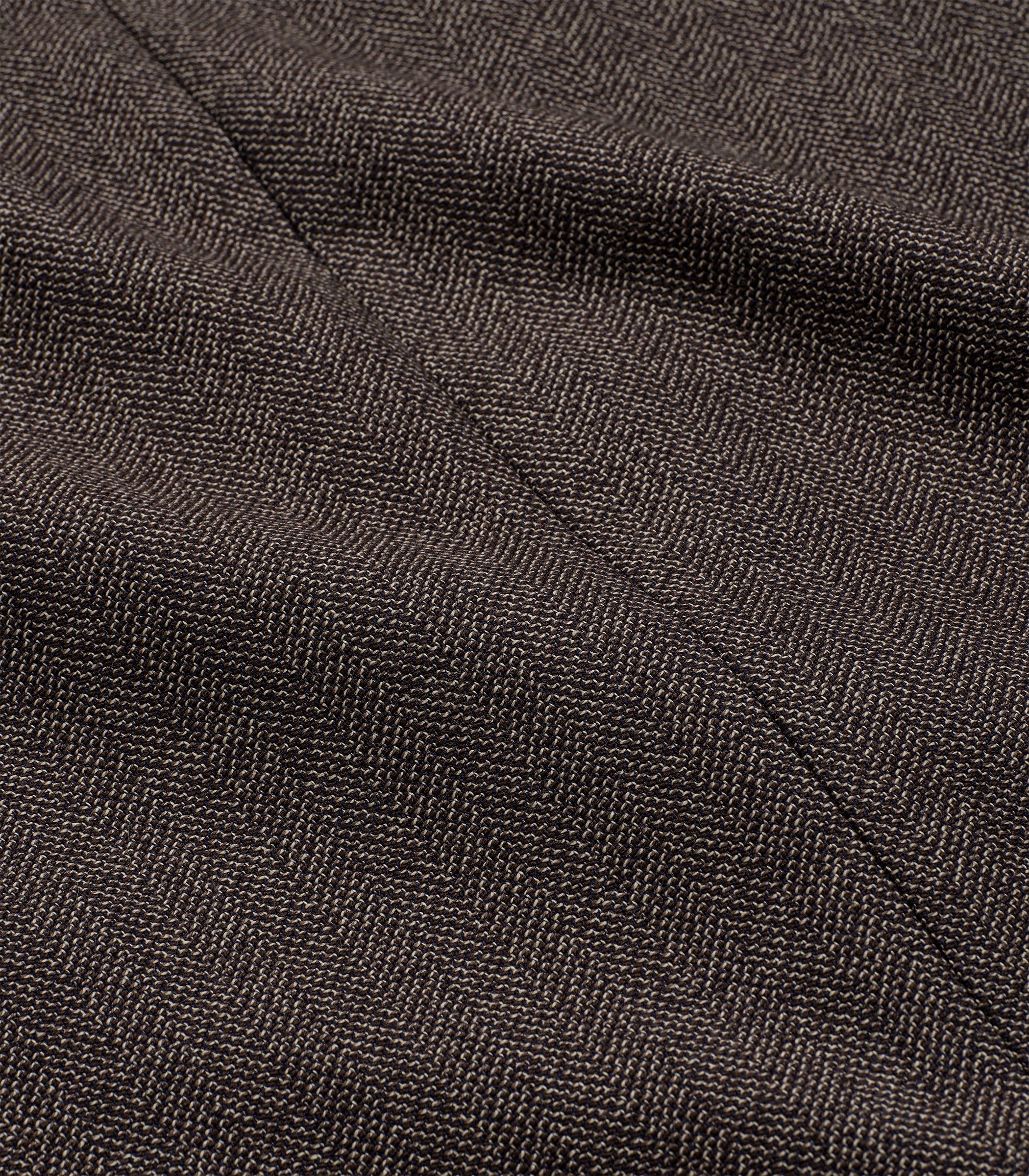 Miles Cotton & Wool Flannel Pleated Trouser in Coffee Pepper Herringbone