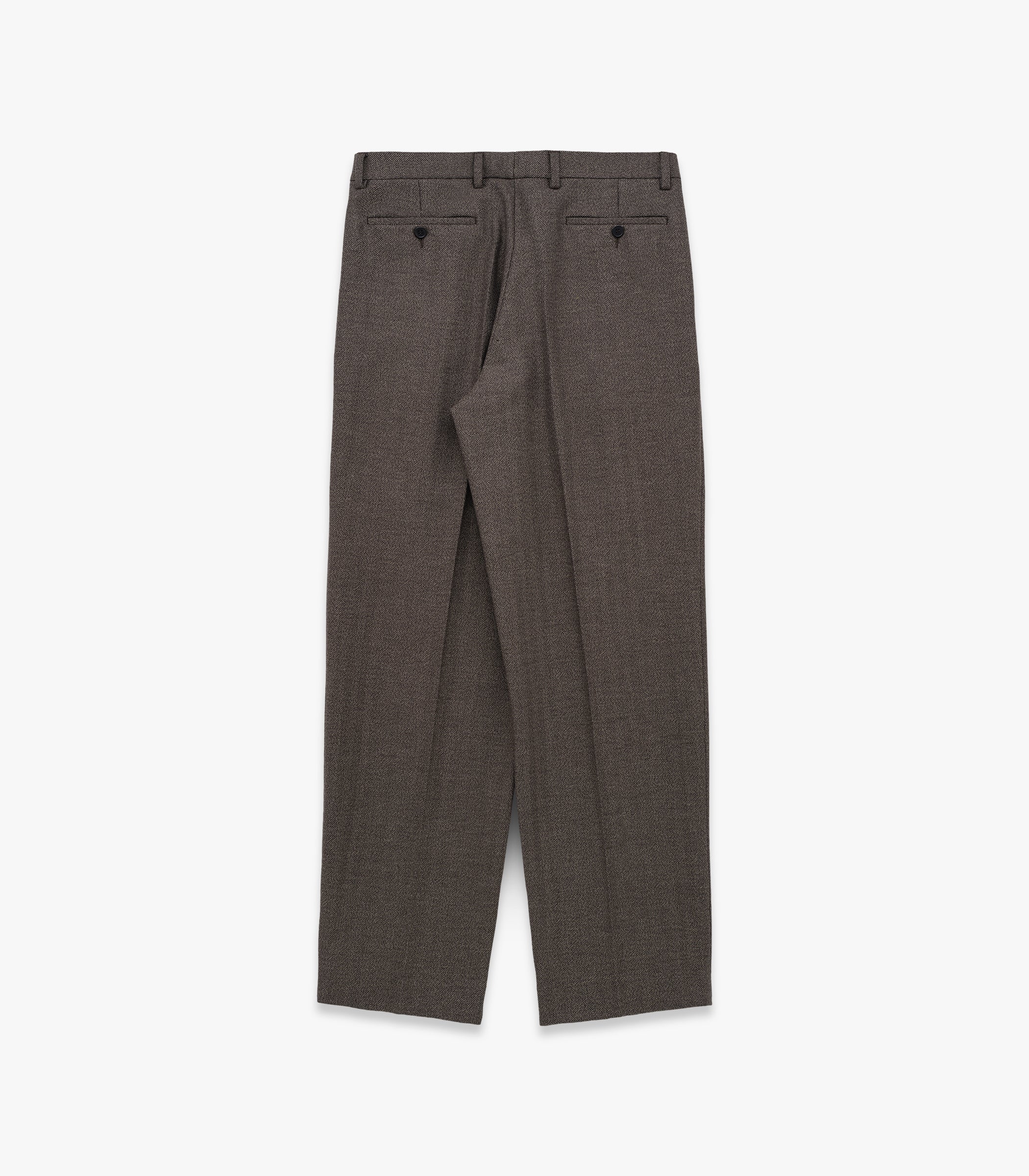 Miles Cotton & Wool Flannel Pleated Trouser in Coffee Pepper Herringbone