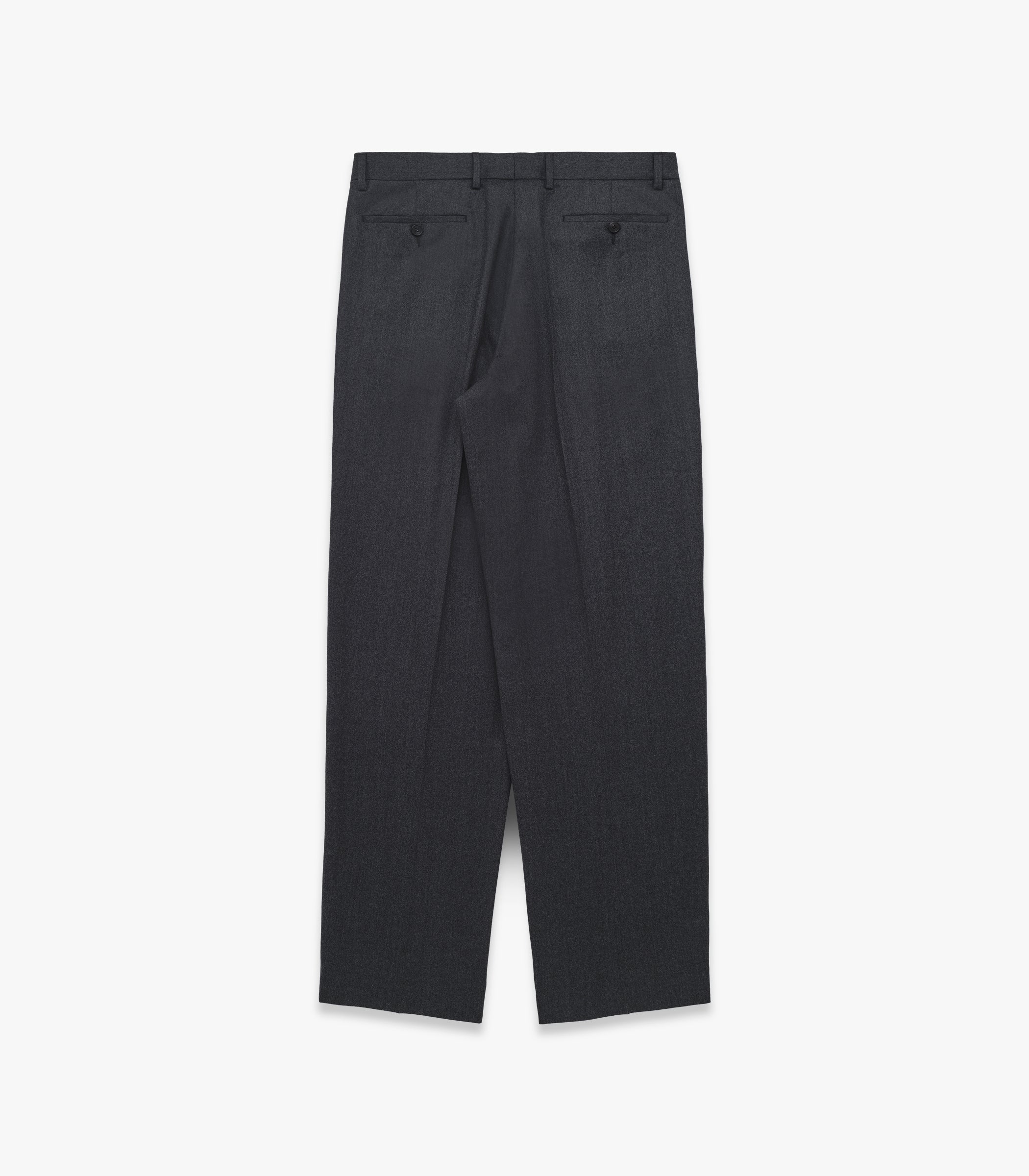 Miles Wool Flannel Pleated Trouser in Charcoal