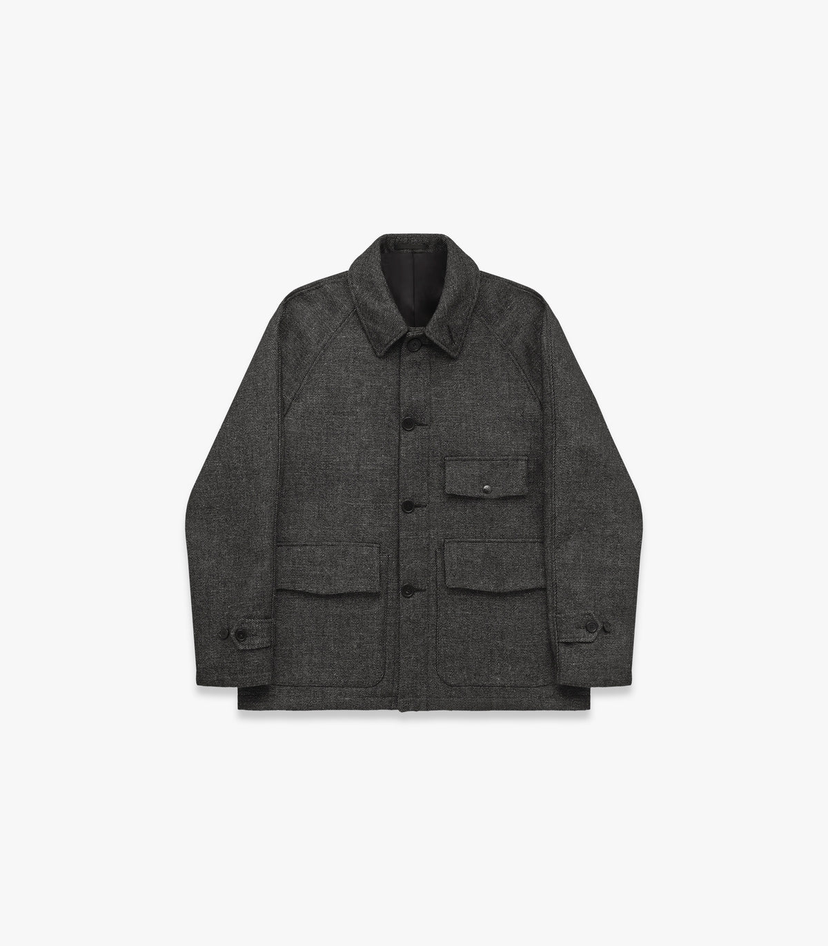 Mill Shetland Wool & Linen Coat in Black Pepper