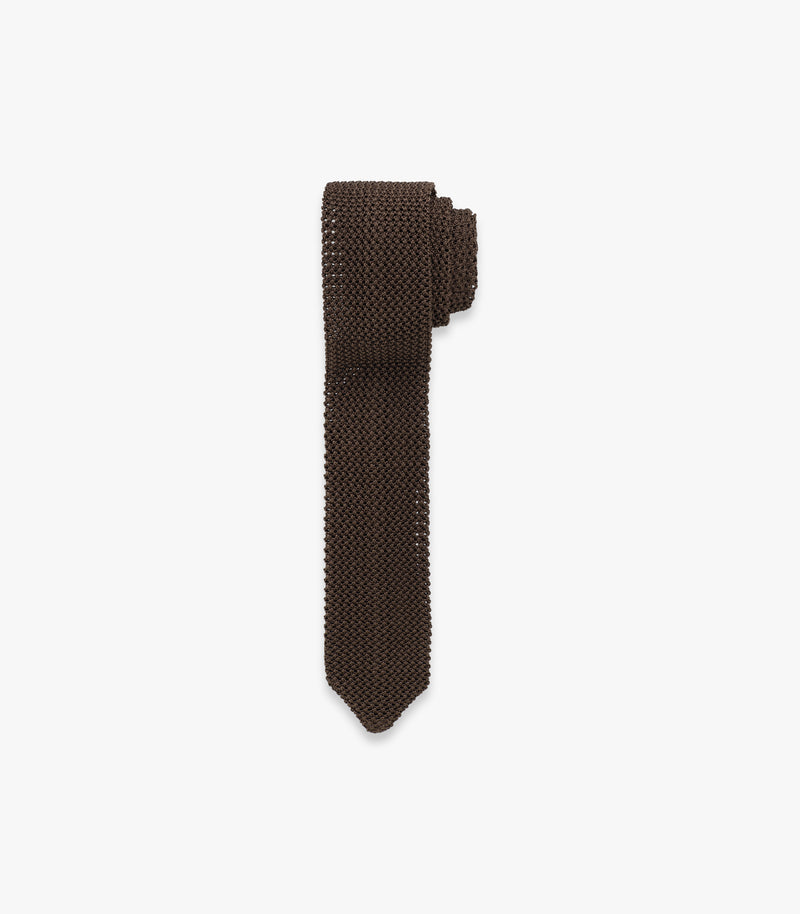 Van Silk Knit Tie in Espresso