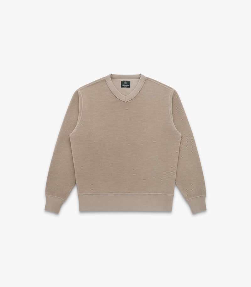 V Twill Knit Crew in Dune