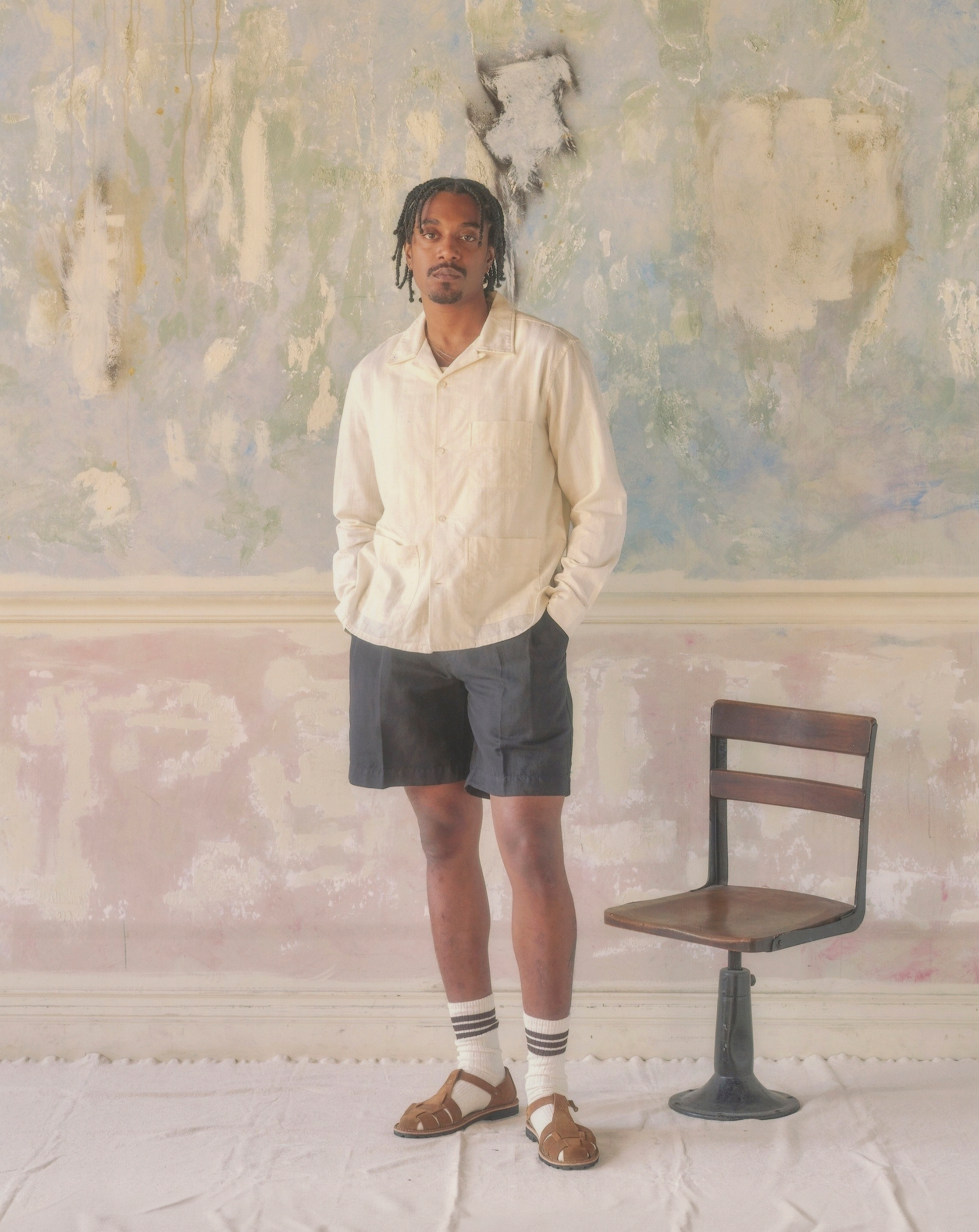 Canal Cotton & Linen Pleated Short