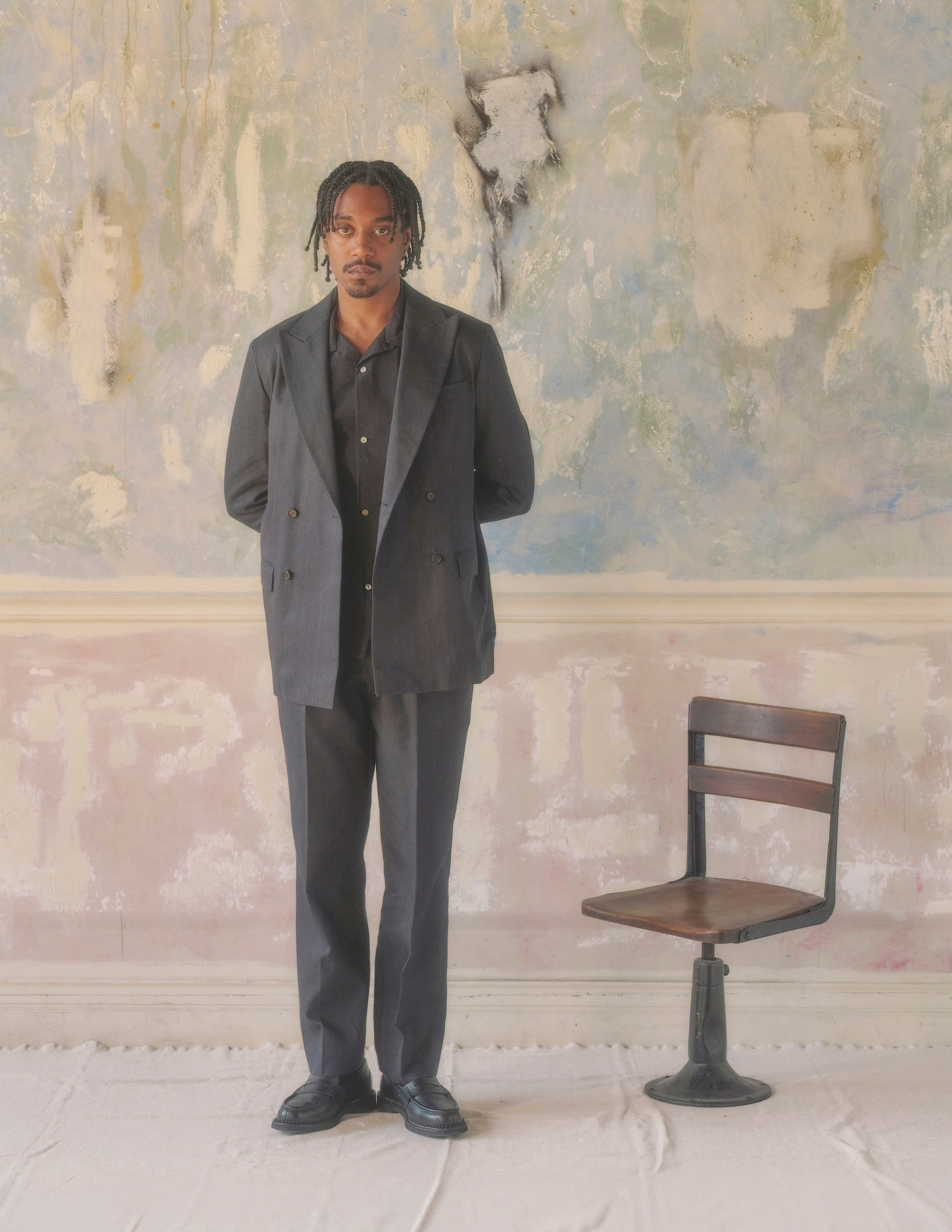Miles Cotton & Linen Suit Trouser in Coal
